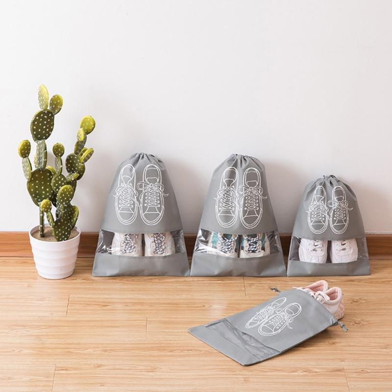 10Pcs/Set Shoe Dust Covers Non-Woven Dustproof Drawstring Clear Storage Bag Travel Pouch Bags Drying Shoes Protect Shoes
