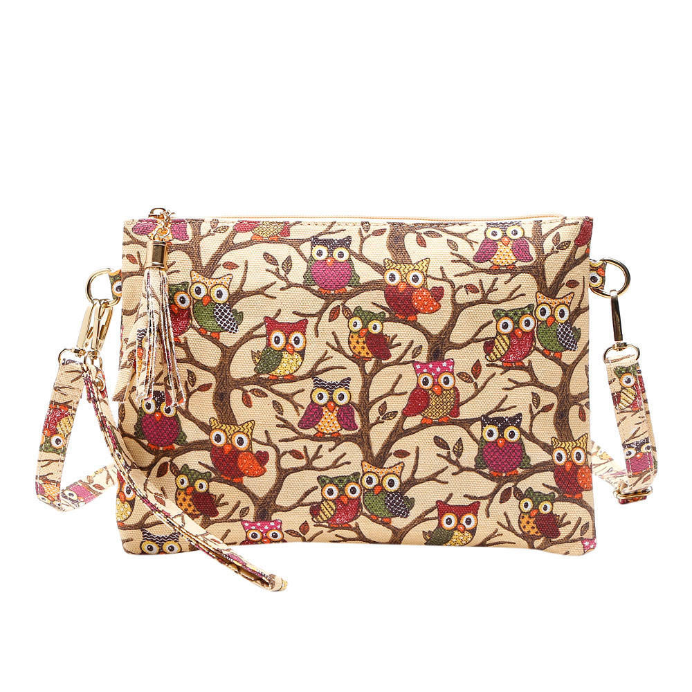 

1 шт., сумки-тоут с принтом совы, женские сумки на плечо, почтальон, посылка хаки