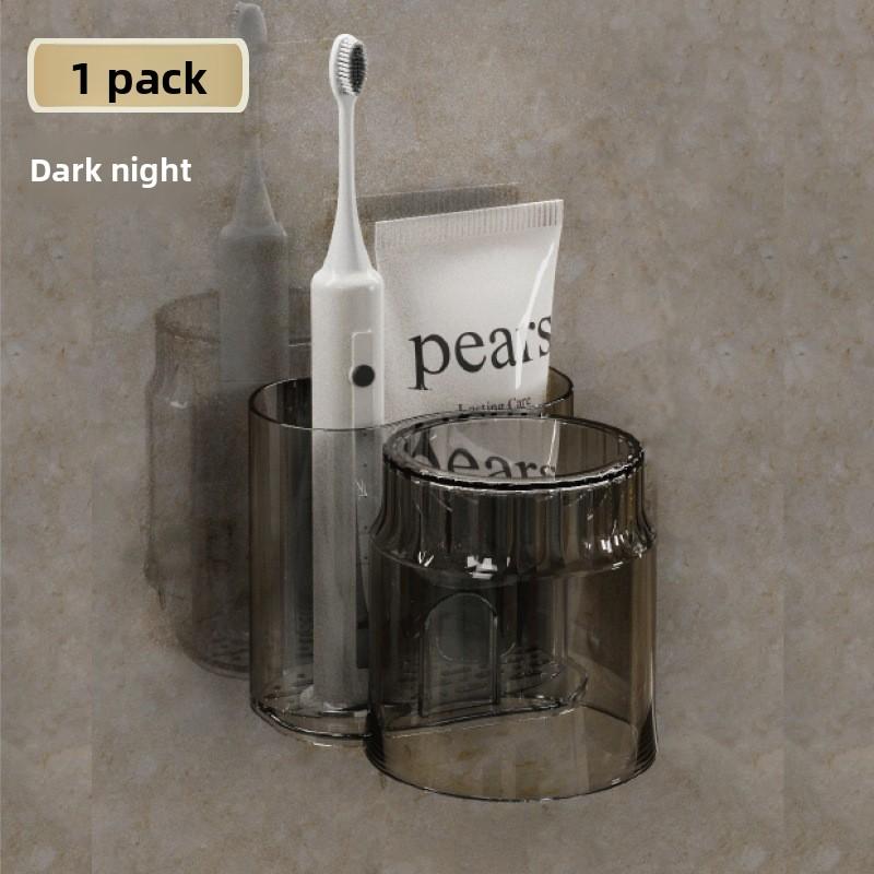 

Настенный держатель для зубных щеток без сверления с чашкой для хранения в ванной комнате чёрный