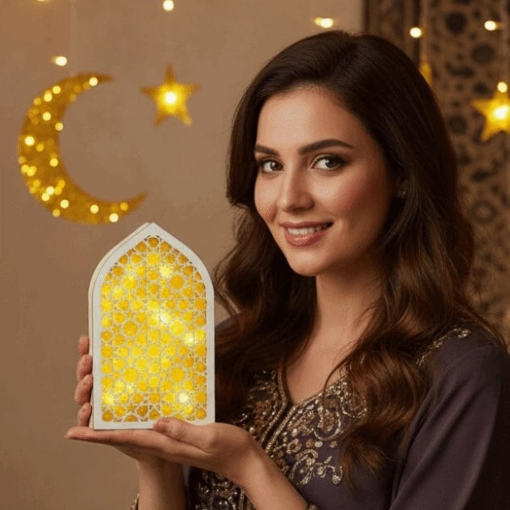 Moon Eid Desktop Ornament Creative Eid Wooden Decoration Handmade Night Light Ornament Wedding