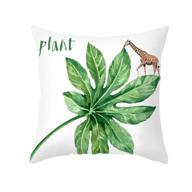 Ins Pillow Cover Nordic Summer Green Plants Office Waist Backrest Home Decoration Pillow Cover Ins Style