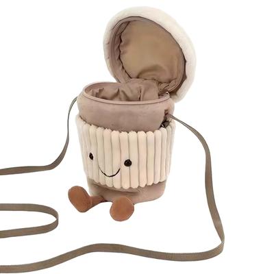 Kaffee Milch Tee Tasche Messenger Tasche frauen Plüsch Tasche Begleit Spielzeug Tasse Set