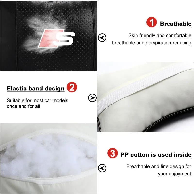 2025 Hot 1/2PCs Leather Car Interior Seat Headrest Neck Pillar Car Accessories For Audis Sline Quattro TT A1 A3 A4 A5 A6 A7 A8 Q