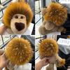 Genuine Rex Rabbit Fur Lion Plush Doll - Cute Children's Toy and Hanging Ornament 