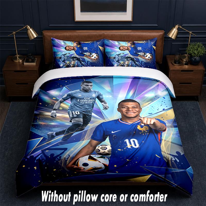 Kylian Mbappe Design Bed Bedding Set 1 Duvet Cover + 2 Pillowcases Soft Breathable Household Bed Linens