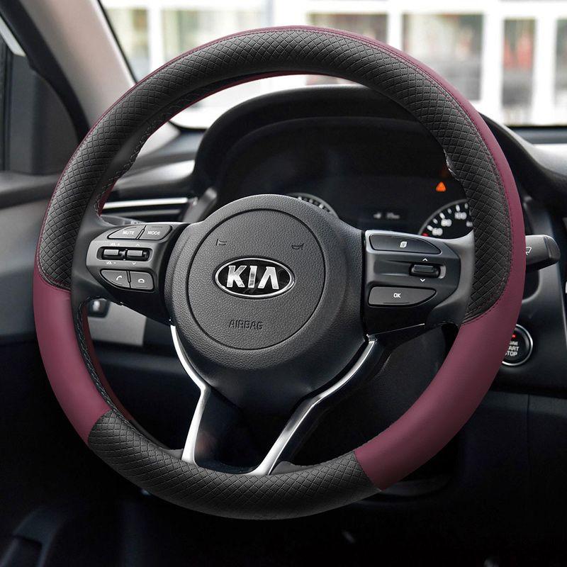 2026 Hot Car Sticker For Kia KX3 Proud Run Steering Wheel Cover Leather Four Seasons Universal Hand Sewing Free Special Grip Cov