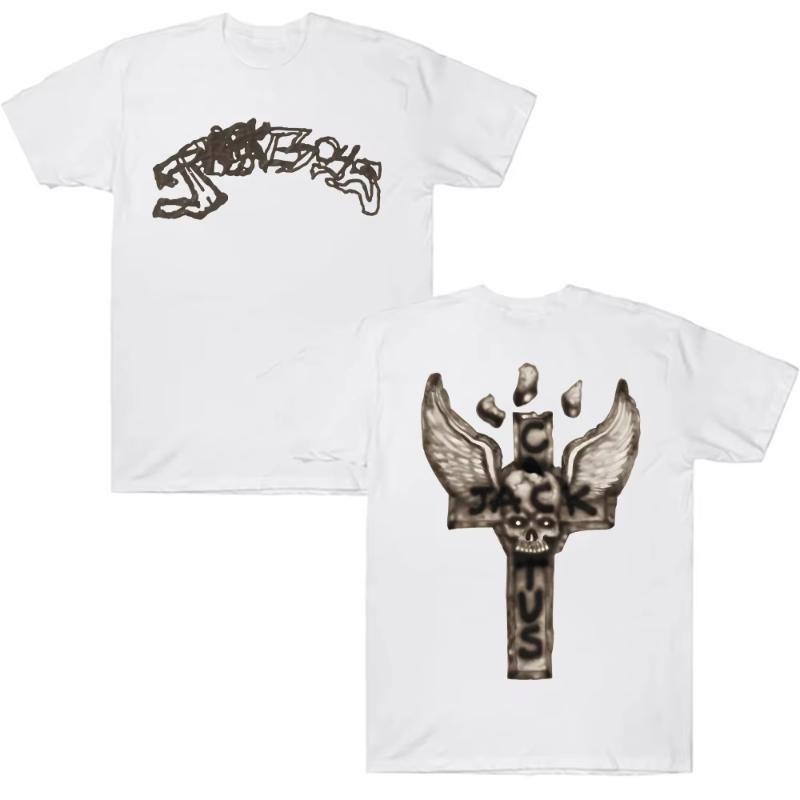 JACKBOYS 2 Album Art Graffiti Tshirt Traviss Scott Cactus Jack Tops Loose Casual Cotton Crew Neck Short Sleeve Streetwear Tee
