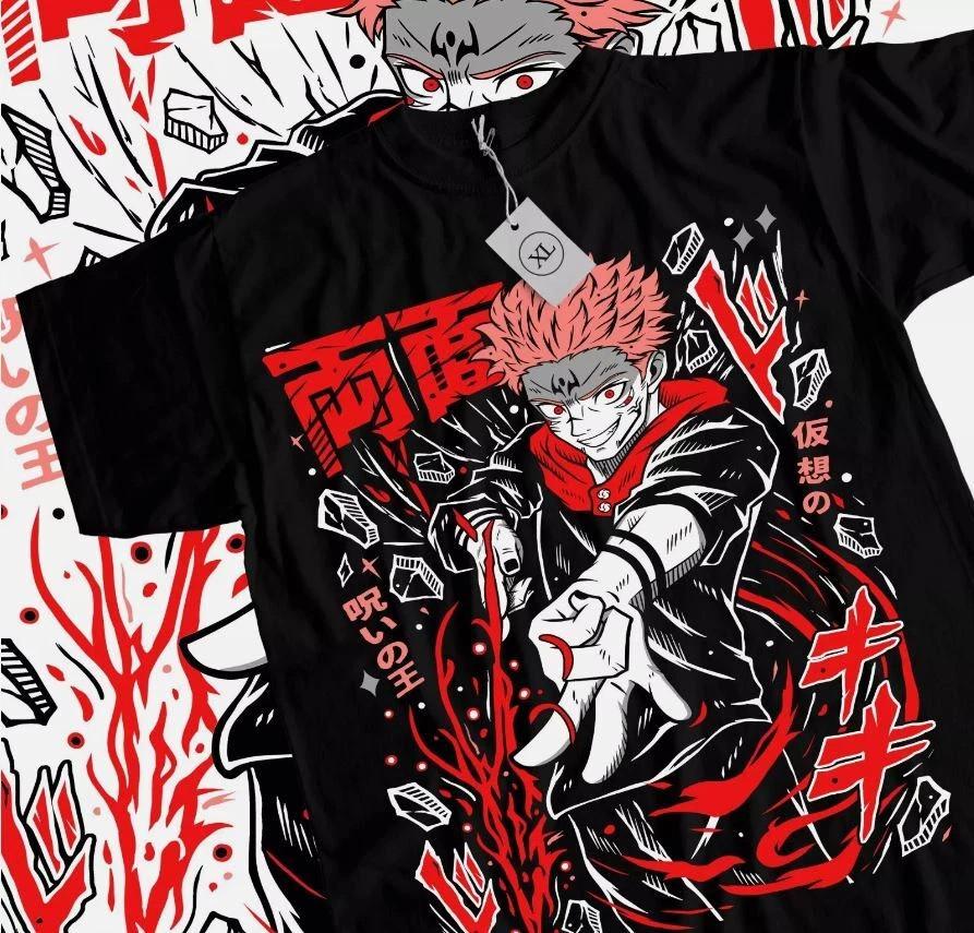 Anime Jujutsu Kaisen Sukuna Disunisextle Black Tshirt