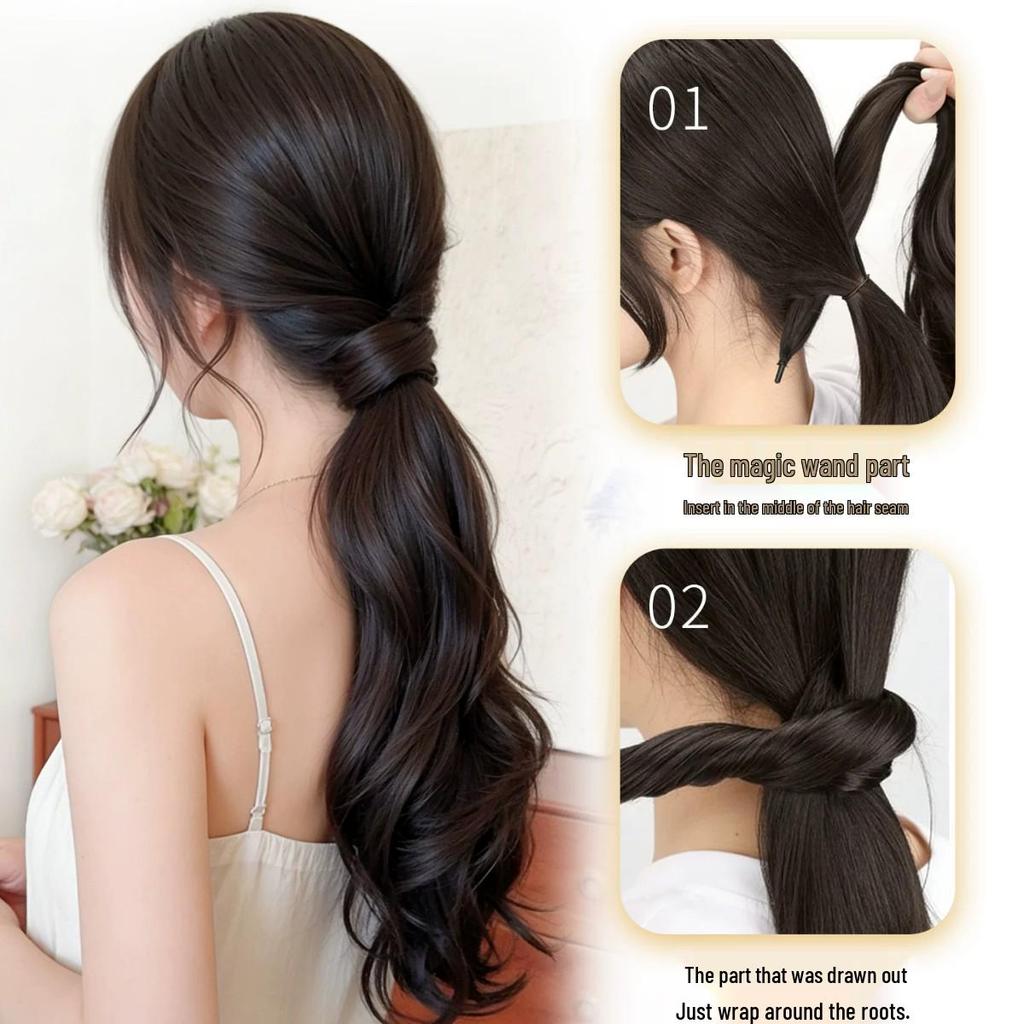 Women's Self-Winding Fluffy Ponytail Wig - Natural Volume Boost for Low or High Styles