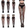 Women Halloween Party Fishnet Pantyhose Stockings Vintage Skull Skeleton Ghostly Patterned Mesh Tights Hosiery Clubwear