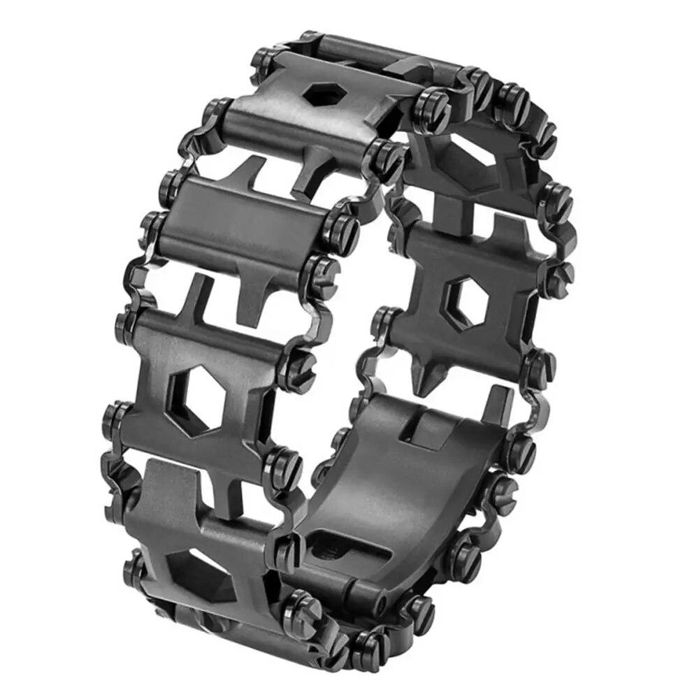 Multifunction Tool Bracelet Tread Bracelet Stainless Steel Bolt Driver Tools Kit Friendly Wearable Bike Multitool Outdoor Tool