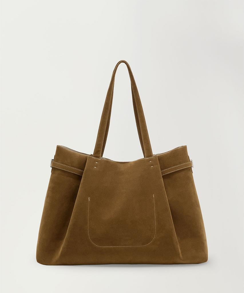 Heeari Fleur Suede Belted Bag_Camel