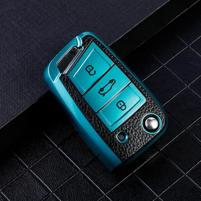 Soft TPU Leather Car Key Case Cover for Volkswagen VW Golf 7 MK7 Tiguan Mk2 for Skoda Octavia A7 Kodiaq 2017 2019