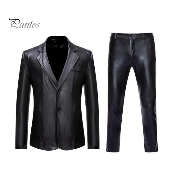 2 Teile/satz Männer Anzug Mantel Hosen Set Revers Langarm Einreiher Anzug Jacke Lange Hosen Set Goldene Prägung Business Anzug