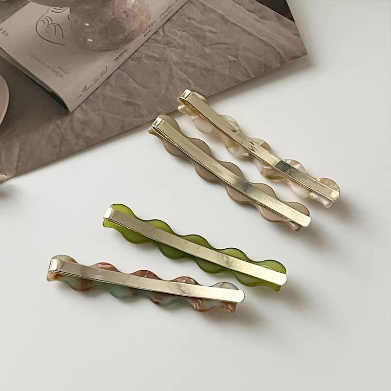 2pcs/set Acetate Hair Clip Wave Geometric Hairpins Side Pins Sweet Cute Women Hair Accessories