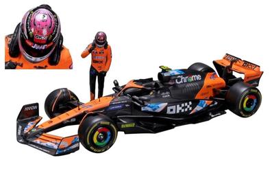 Bburago 2024 Model Scale F1 McLaren MCL38 with Lando Norris Figure Japanese GP Version Catalog Race Sports Car Diecast Model Car 1/24 #4 [Suzuka (Not