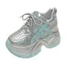 Fashion 10CM New Chunky Leather Sneakers Summer Casual Vulcanized Shoes Woman High Platform Breathable Air Mesh Sneakers Sport Dad Shoes