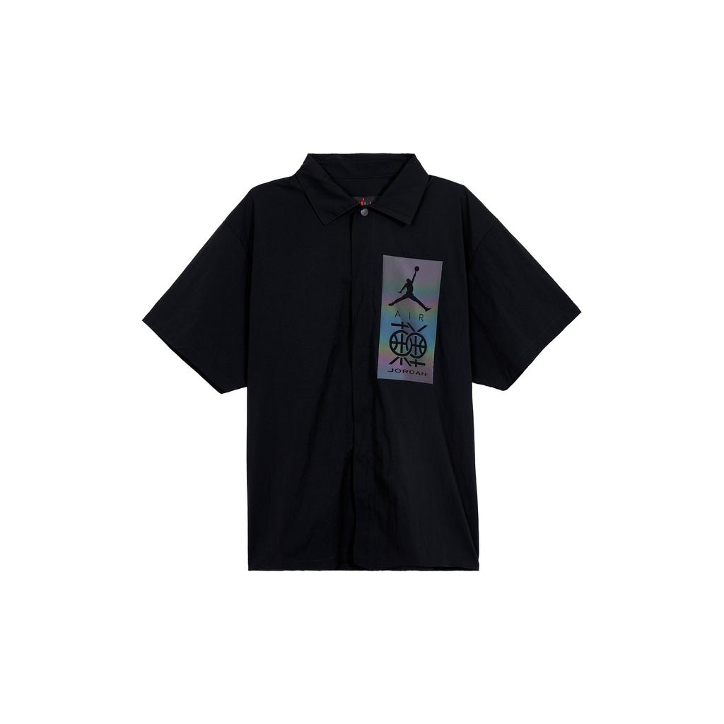 Jordan Laser Pattern Embroidery Short Sleeve T-Shirt Men Tops Black DV6283-010