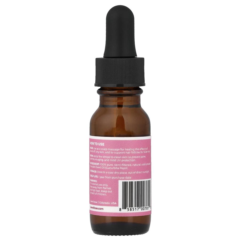Leven Rose, 100% Pure Organic Pumpkin Seed Oil for Hair Growth, 15 ml (0.5 fl oz)