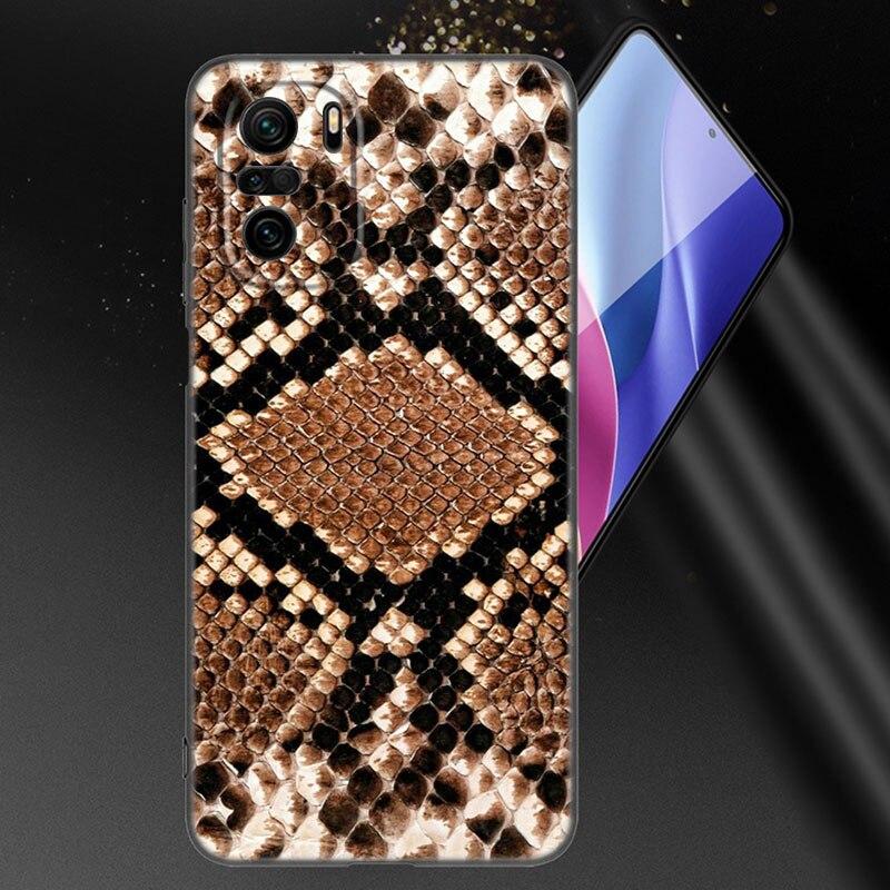 Sexy Python Snake Skin Phone Case For Xiaomi Mi POCO X3 NFC GT M4 M3 12 11T 10T Pro A3 11 Lite NE 5G 12X 11i F3 Soft Black Cover