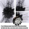 2pcs Halloween Scary Skeleton Hand Floral Hair Clip Hair Barrettes For Women Party Costume Accessory With Mesh Design
