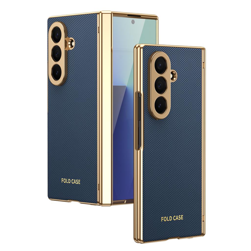 For Samsung Galaxy Z Fold 7 6 5 4 3 Case Leather Skin Plating Protective Back Cover Case for Samsung Z Fold7 Phone Shell