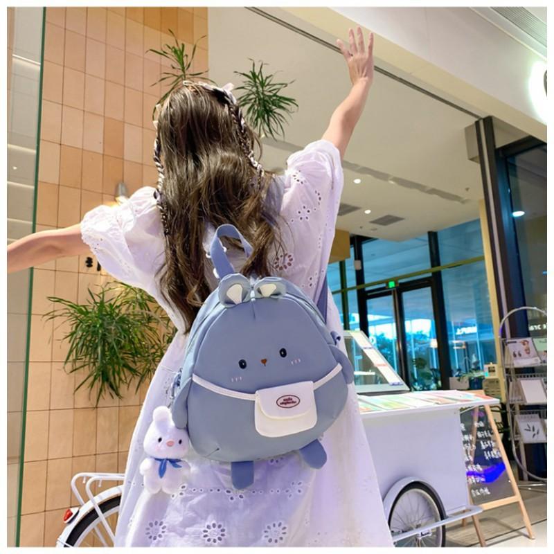 Children's Cartoon Backpack Women 2024 New Style Rabbit Primary School Students Cute Canvas Schoolbag