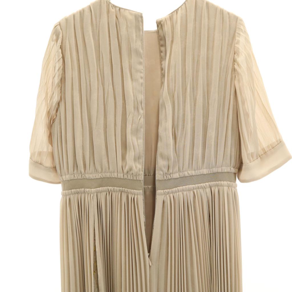 CLANE Floral pattern switching Short sleeve Pleated Long dress 1 beige Women Used