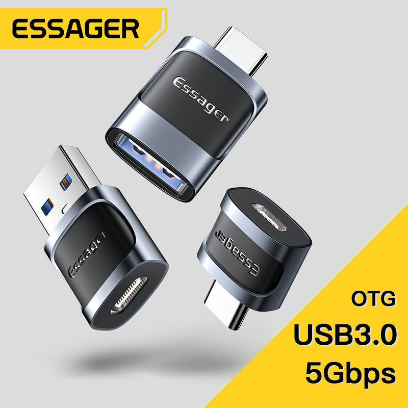 

ESSAGER OTG Adapter: USB to Type-C Converter for Mobile and Tablet Data Transfer