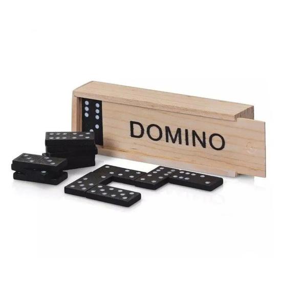 28Pcs/Set Black Double 6 Dominoes Set with Wooden Storage Box Portable Travel Kids Adults Family Night Party Classic Tiles Board Game