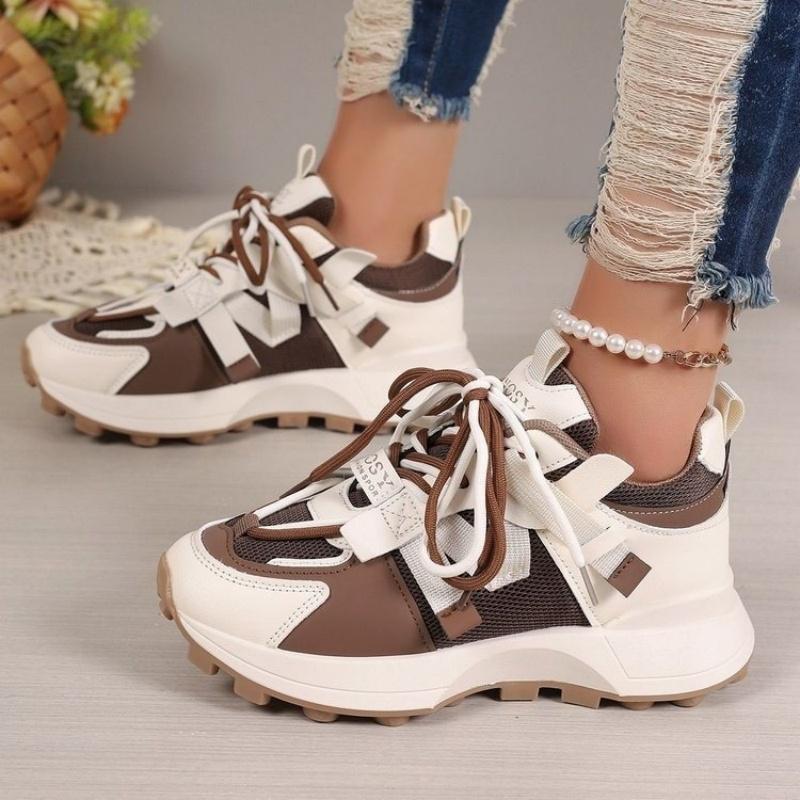 Fashion Comfortable Low Top Lace Up Women Sneakers 2025 New Women Breathable Platform Sneakers Outdoor Casual Shoes