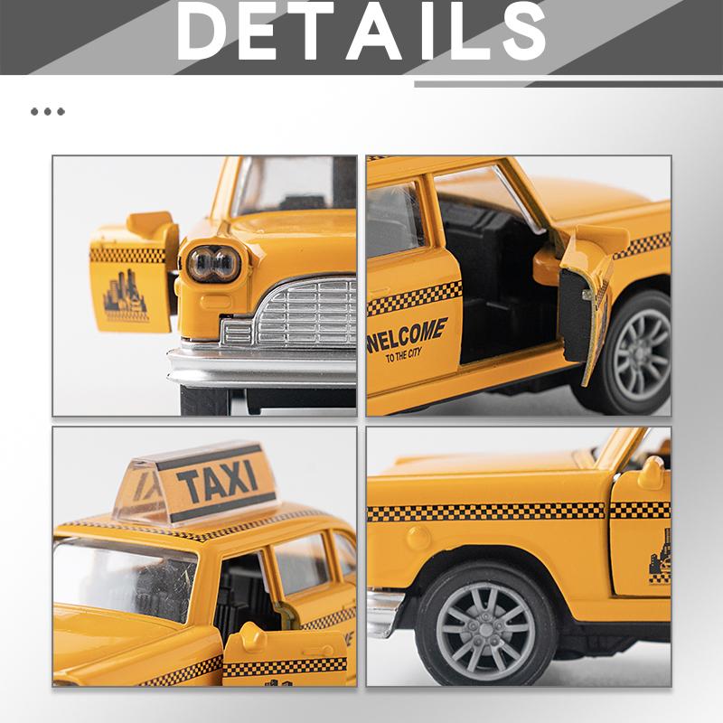 1/36 Retro Taxi Model Car Alloy Miniature Toy Car Diecast Vehicle Collection Baby Toys For Kids Children's Day Gift