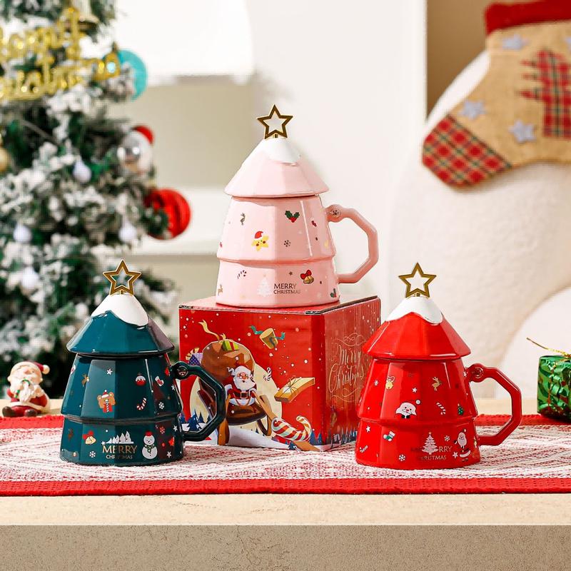 Sheng Ye Christmas Tree Ceramic Mug with Lid & Spoon