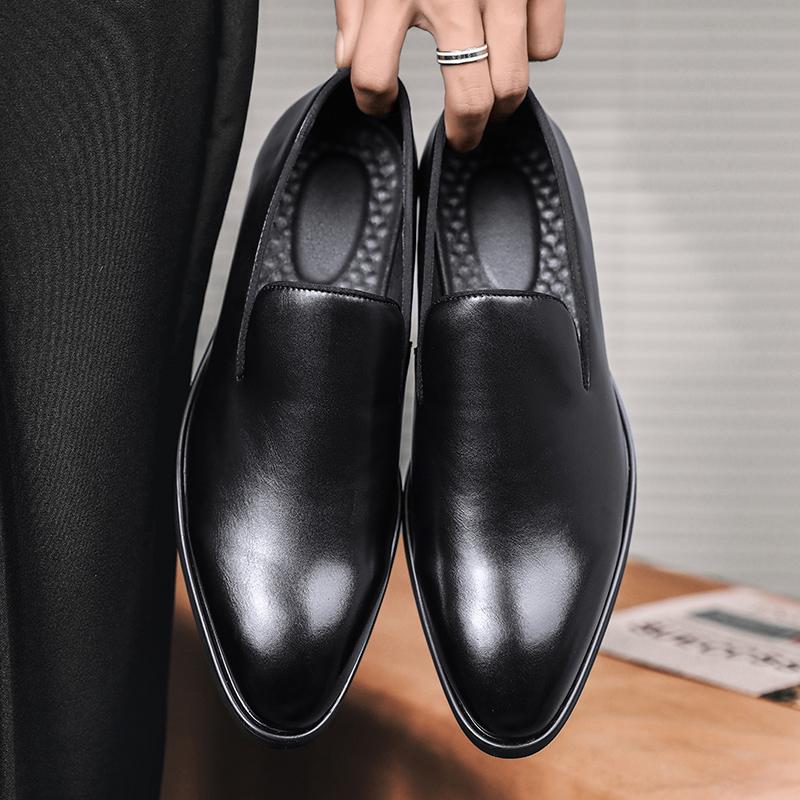 Mote Forretninger Formelle slip-on skinnsko Herre fritidsmokkasiner Svart bryllupssko Kjole Mote Oxford Sko Spisse kontorsko