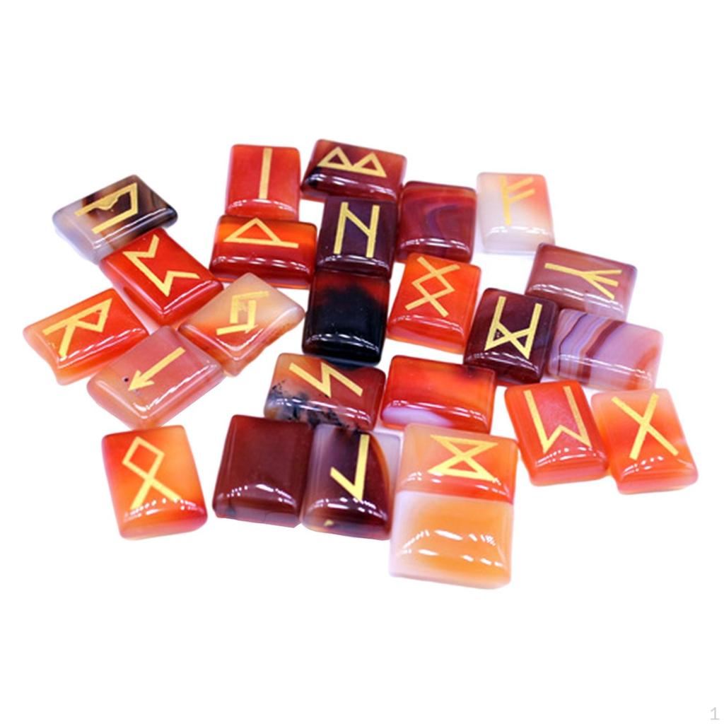 25Pcs Rune Chakras Runes s,Crystal Rectangle Shaped Pendant Decor