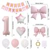 Set di Palloncini Foil Rosa Retro con Fiocco e Decorazioni per Feste di Compleanno per Bambini