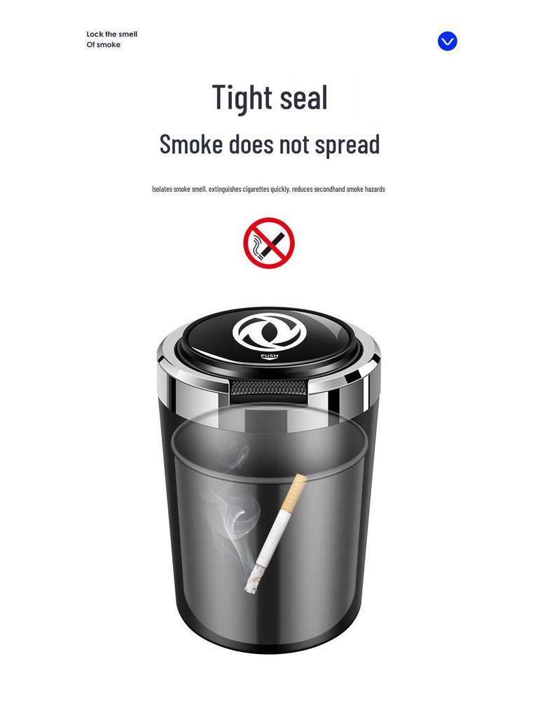 Dongfeng Car Ashtray: Stainless Steel, Flip-Top, Trendy Design
