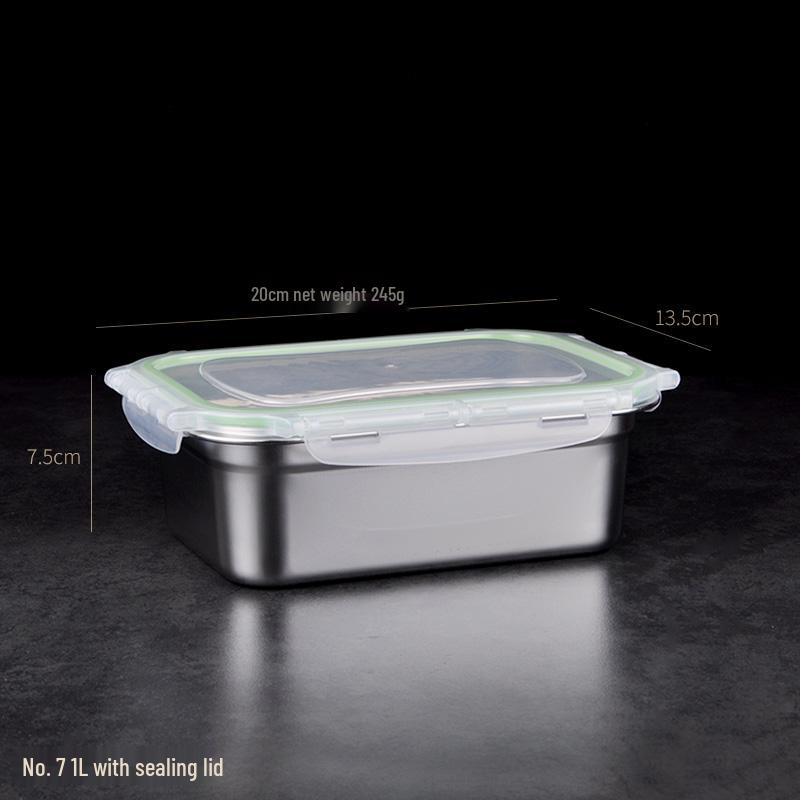 304 Stainless Steel Large Rectangular Food Storage Container for Kitchen and Refrigerator