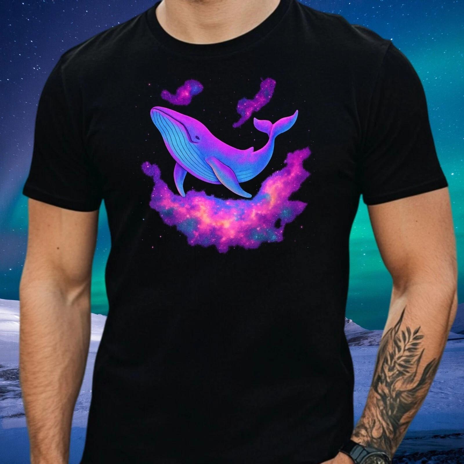 T-Shirt Herren Weltraum Wal Motiv Baumwolle Größe S bis 5XL XS