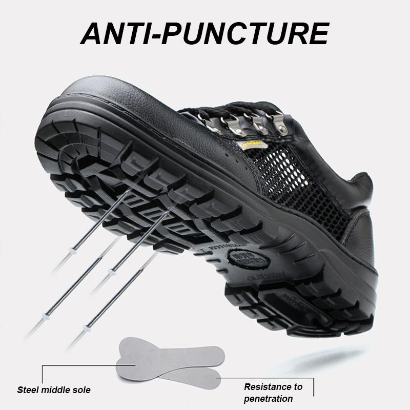 Pantofi de lucru pentru bărbați de vară, pantofi de lucru cu plasă respirabilă, pentru bărbați, cu vârf de oțel, pantofi de siguranță anti-punctură, indestructibil, cizme de siguranță