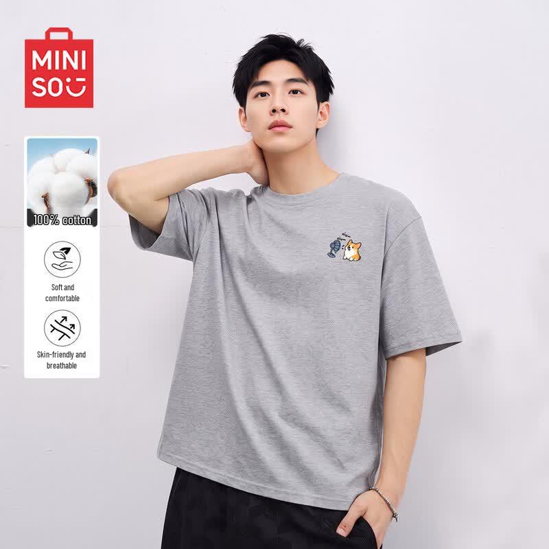 MINISO Men s Pure Cotton Short Sleeve T-Shirt 5XL