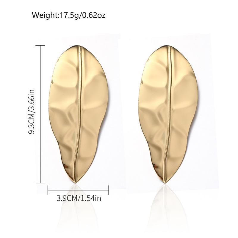 Accessories Exaggerated Alloy Leaf Earrings Niche Folds Irregular Earrings Stud Earrings Women
