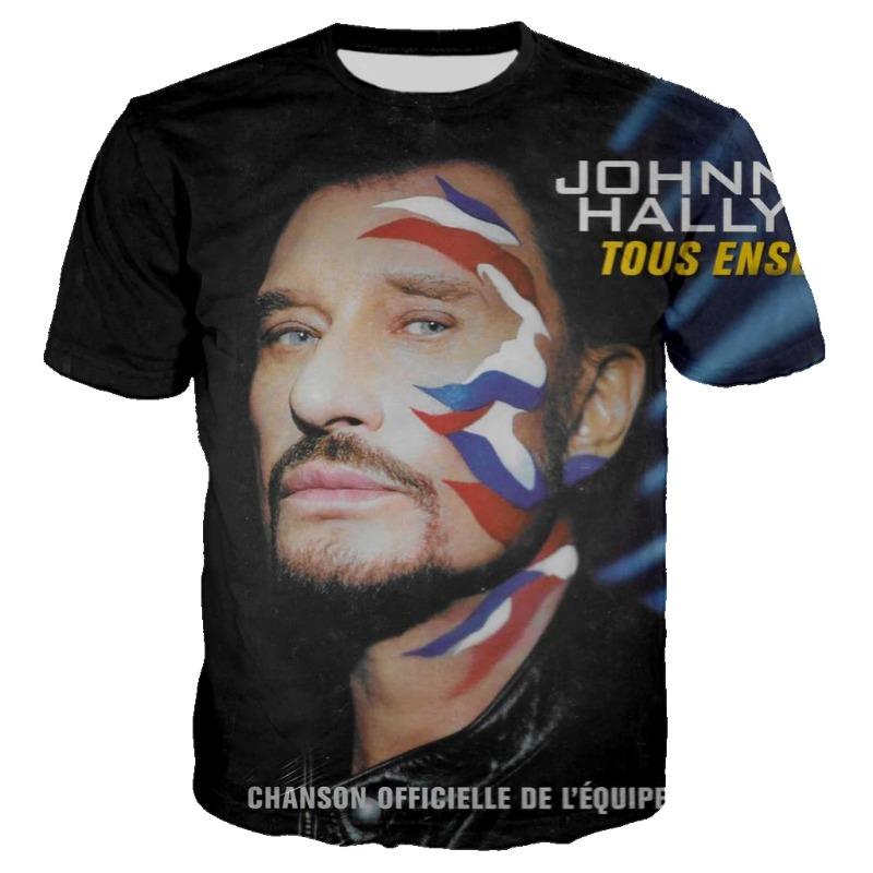 Nieuw Meest Populaire Popzanger Johnny Hallyday 3D Geprint T-shirt Mannen Vrouwen Rock Casual Straatkleding Hip Hop Harajuku Tops