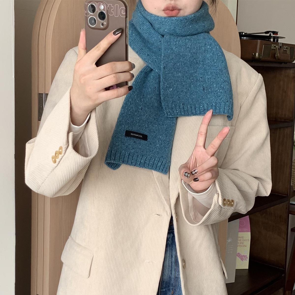 

Korean Style Autumn and Winter Couples Thickened Wool Scarf Women s Warm Small Knitted Wool Scarf 160*20cm