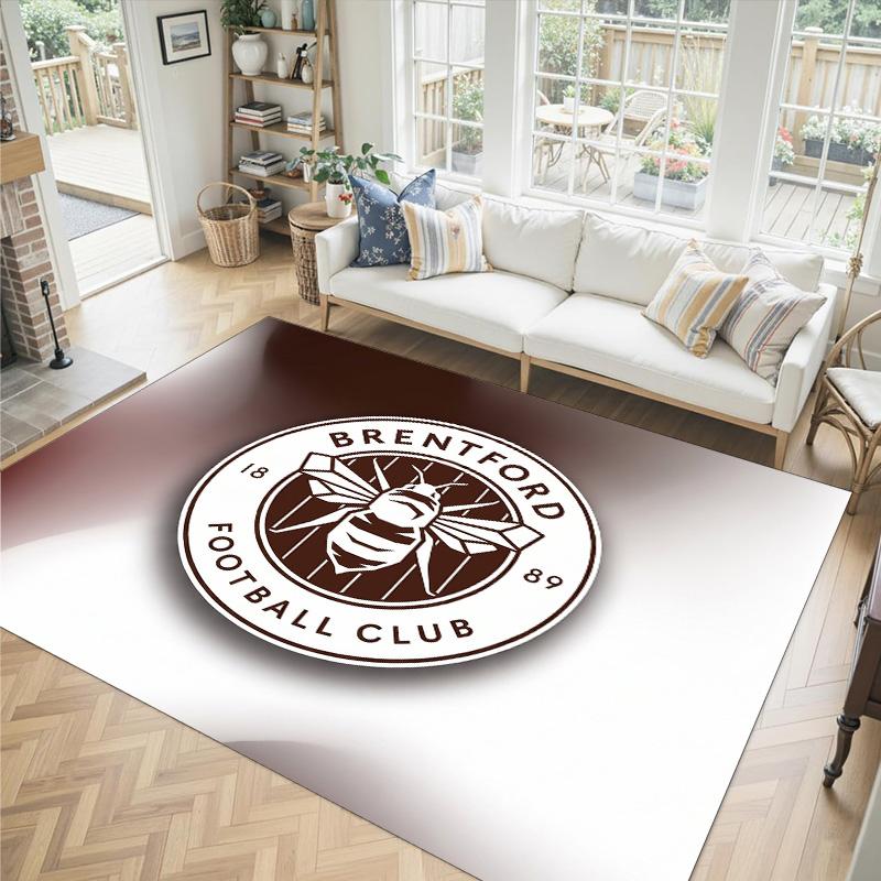 Brentford Football Design Crystal Velvet Carpet Cozy Non?Slip Printed Rug For Bedroom Living Room Entrance