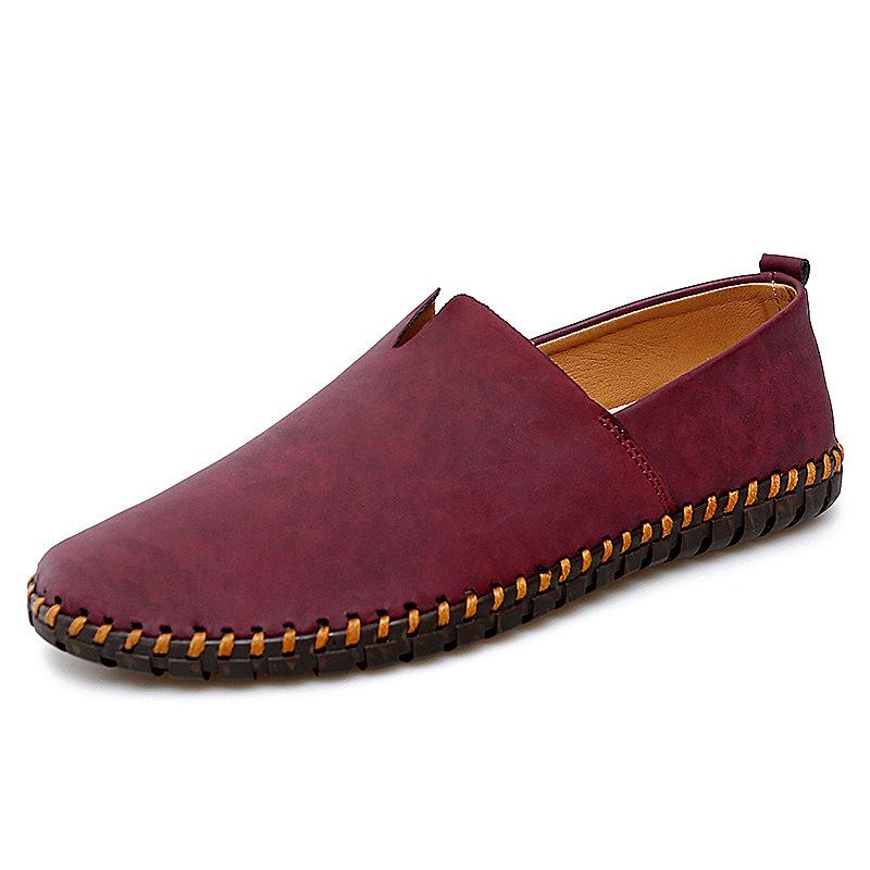 Men's Cross-Border Slip-On Driving Loafers: Casual Leather Sock Shoes for Spring/Summer - Handmade, Large Size Available