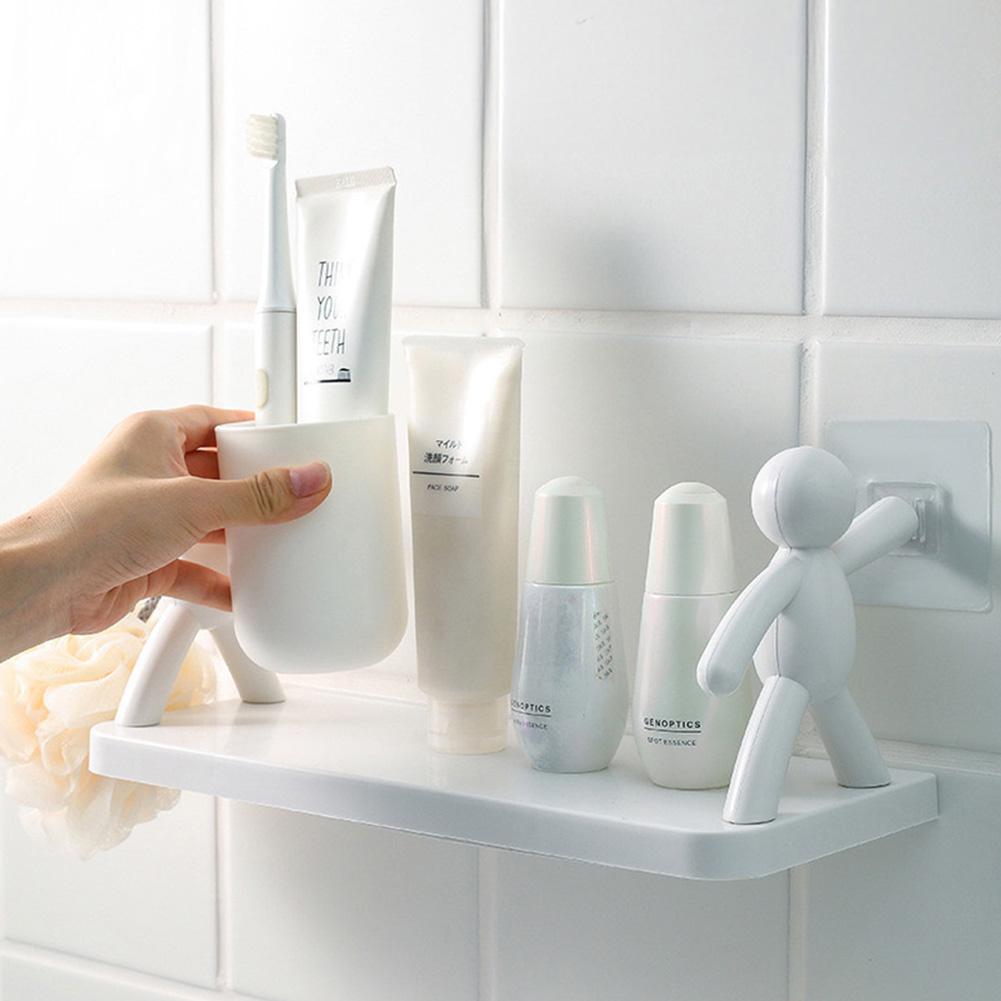 Creative Storage Rack No Drilling Funny Storage Board Self-Adhesive Wall-Mounted Organizer Toilet Bathroom Cosmetics Storage Rack