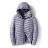 Men Down Coat Hooded Lightweight Warm Winter Jacket Long Sleeve Zipper Closure Windproof Cold Weather Outerwear