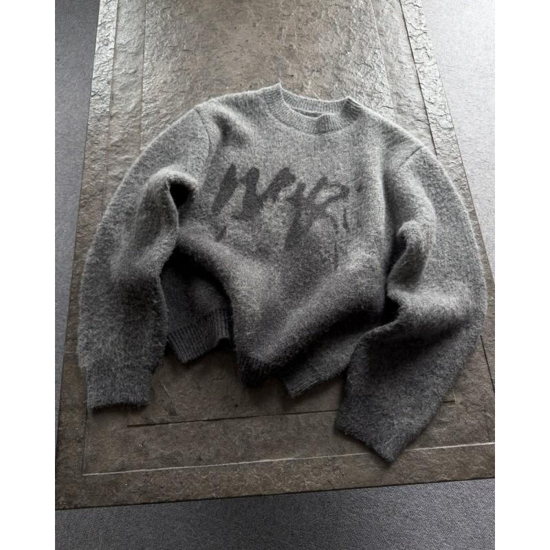Vintage Plush Knit Sweater Unisex Streetwear Loose Fit 3D Pullover