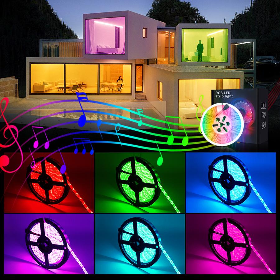Tuya WiFi Smart 5050 RGB Light Strip Kit with 24-Key Remote & 2835 Seven-Color Ambient Lighting